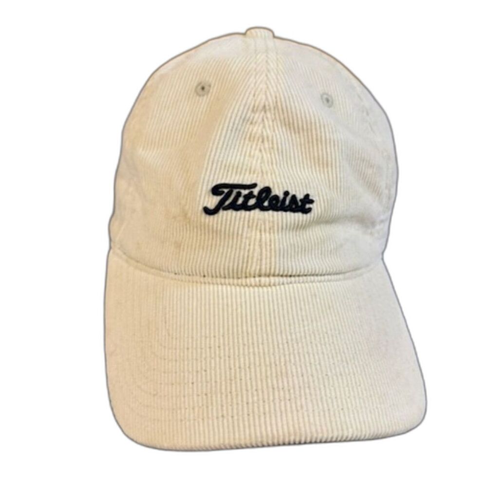 Titleist Nantucket Corduroy Golf Hat Cream Leather Strap Adjustable Cap